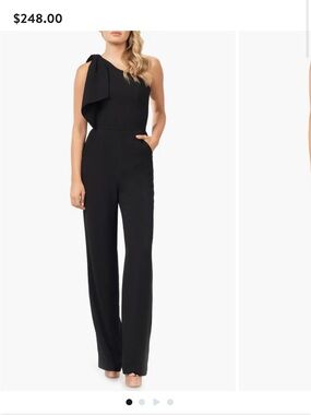 Dress the Population Black One-Shoulder Jumpsuit with Shoulder Tie